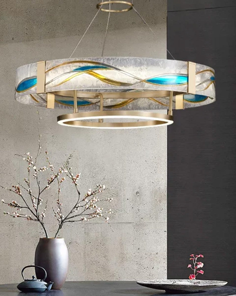 Enamel Round Brass Chandelier-LM1043 - Lumora