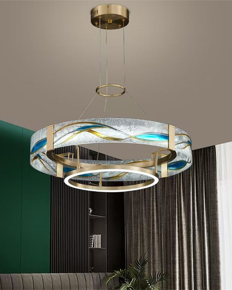 Enamel Round Brass Chandelier-LM1043 - Lumora