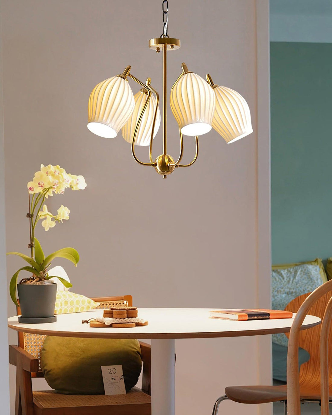 Luxury Modern Copper Chandelier with Frosted Glass Shades - LM1072 - Lumora