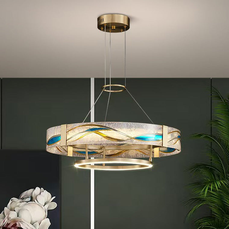 Enamel Round Brass Chandelier-LM1043 - Lumora