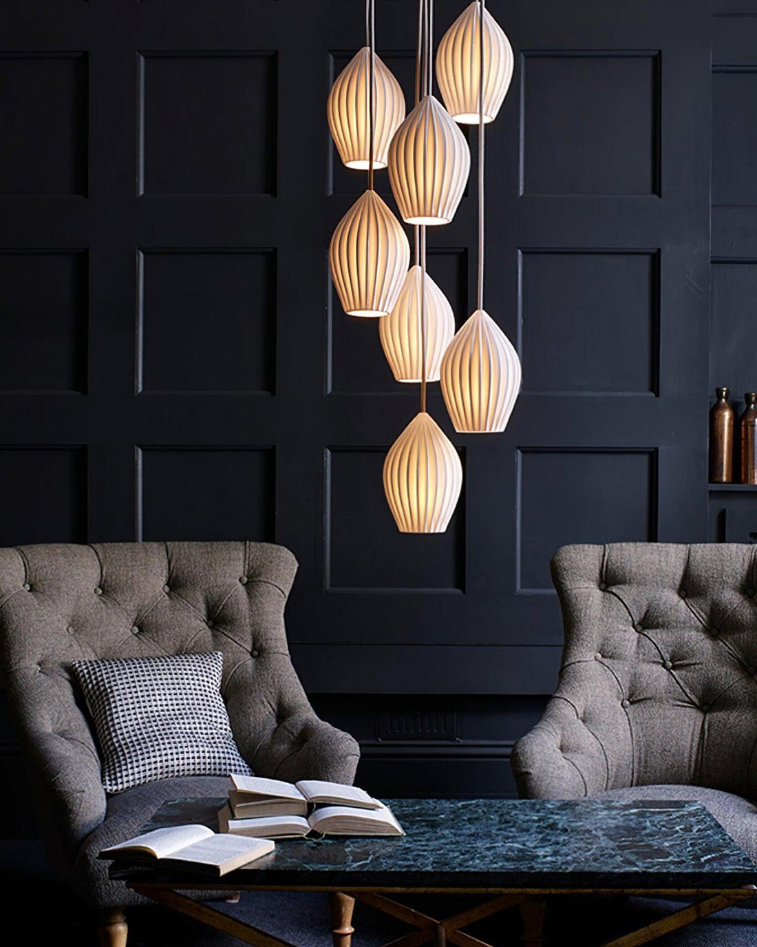 Aurora Luxe Ribbed Ceramic Pendant Light - LM1084 - Lumora