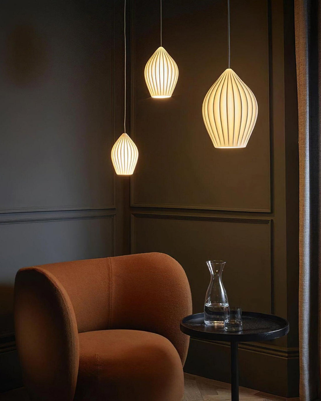 Aurora Luxe Ribbed Ceramic Pendant Light - LM1084 - Lumora