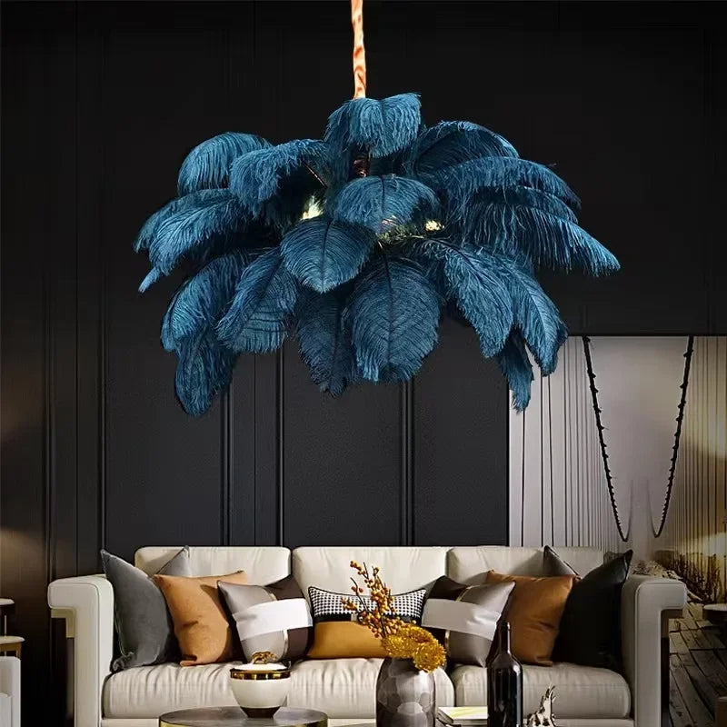 Aurelia Feather Chandelier – Luxury Ostrich Feather Pendant Light - LM1090 - Lumora