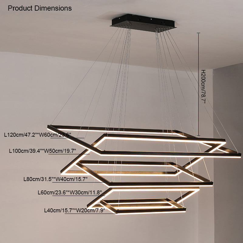 Tiered Rectangular LED Chandelier - LM1031 - Lumora