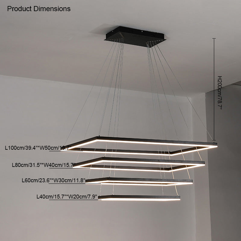 Tiered Rectangular LED Chandelier - LM1031 - Lumora
