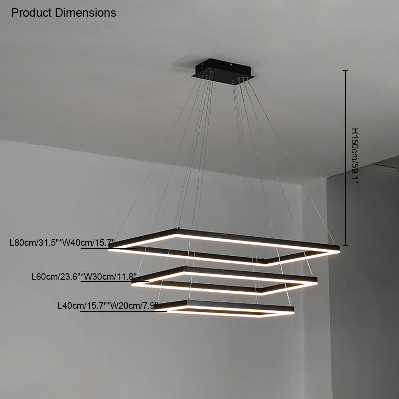 Tiered Rectangular LED Chandelier - LM1031 - Lumora