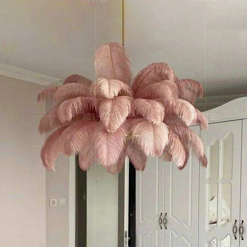 Aurelia Feather Chandelier – Luxury Ostrich Feather Pendant Light - LM1090 - Lumora