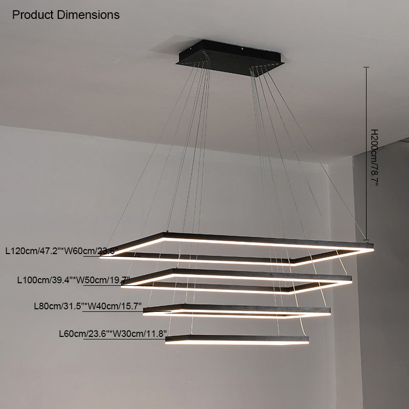 Tiered Rectangular LED Chandelier - LM1031 - Lumora