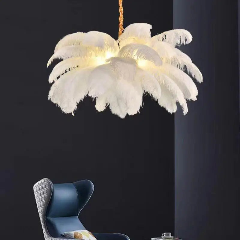 Aurelia Feather Chandelier – Luxury Ostrich Feather Pendant Light - LM1090 - Lumora