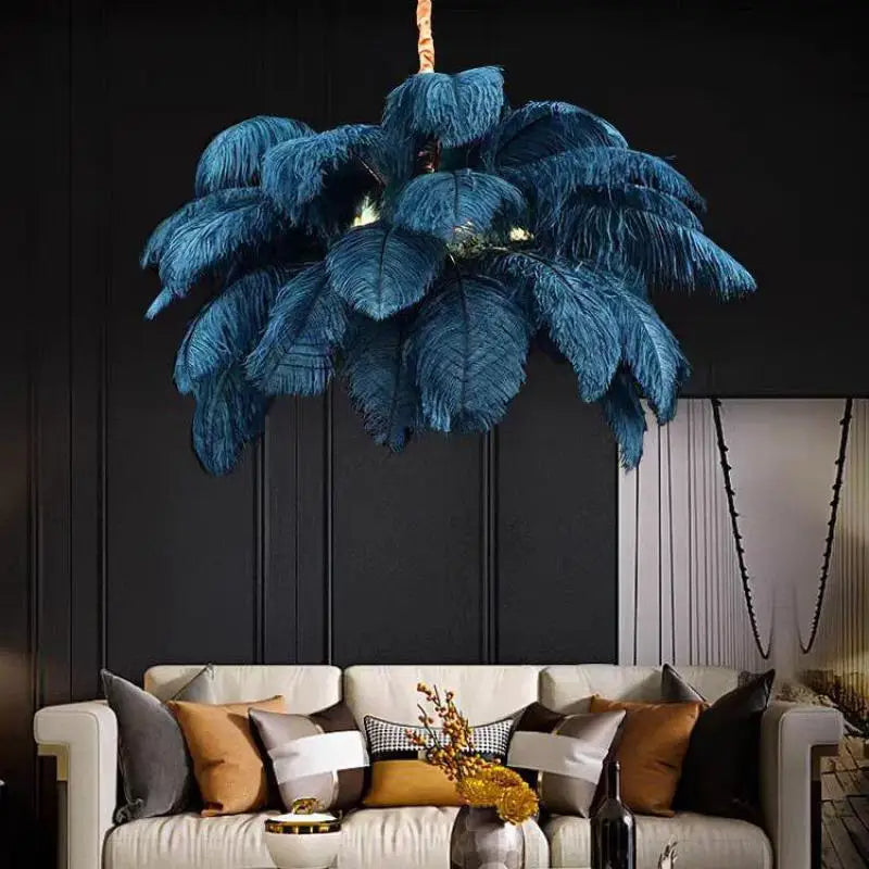 Aurelia Feather Chandelier – Luxury Ostrich Feather Pendant Light - LM1090 - Lumora