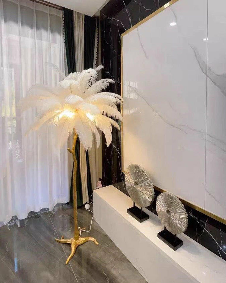 Ostrich Feather Luxury Floor Lamp - LM1016 - Lumora