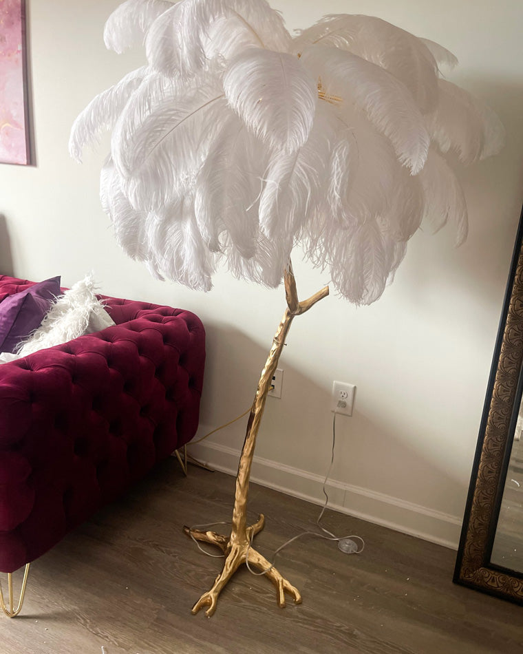 Ostrich Feather Luxury Floor Lamp - LM1016 - Lumora