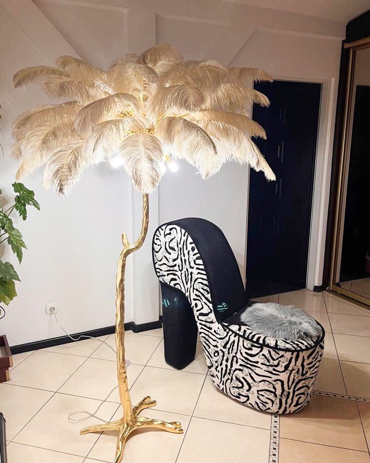 Ostrich Feather Luxury Floor Lamp - LM1016 - Lumora
