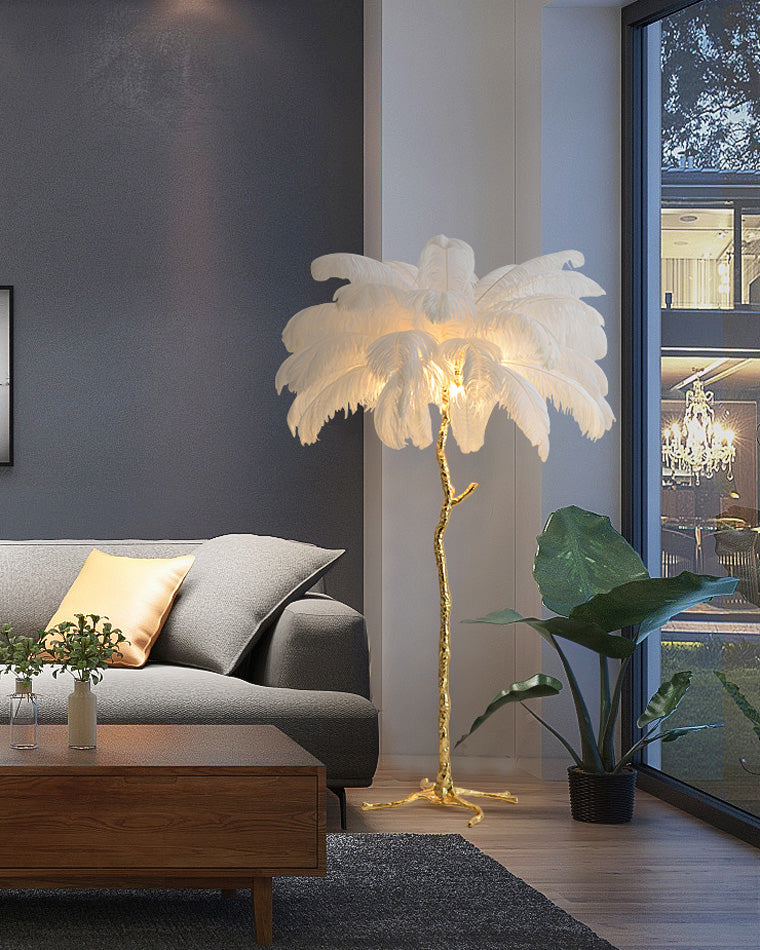 Ostrich Feather Luxury Floor Lamp - LM1016 - Lumora