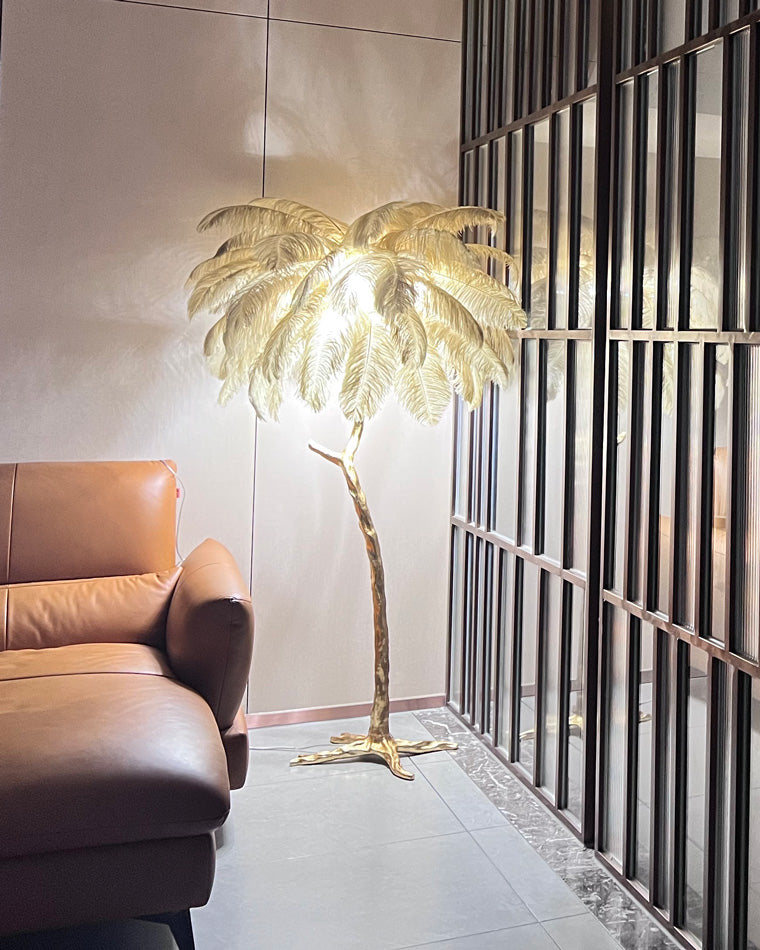 Ostrich Feather Luxury Floor Lamp - LM1016 - Lumora