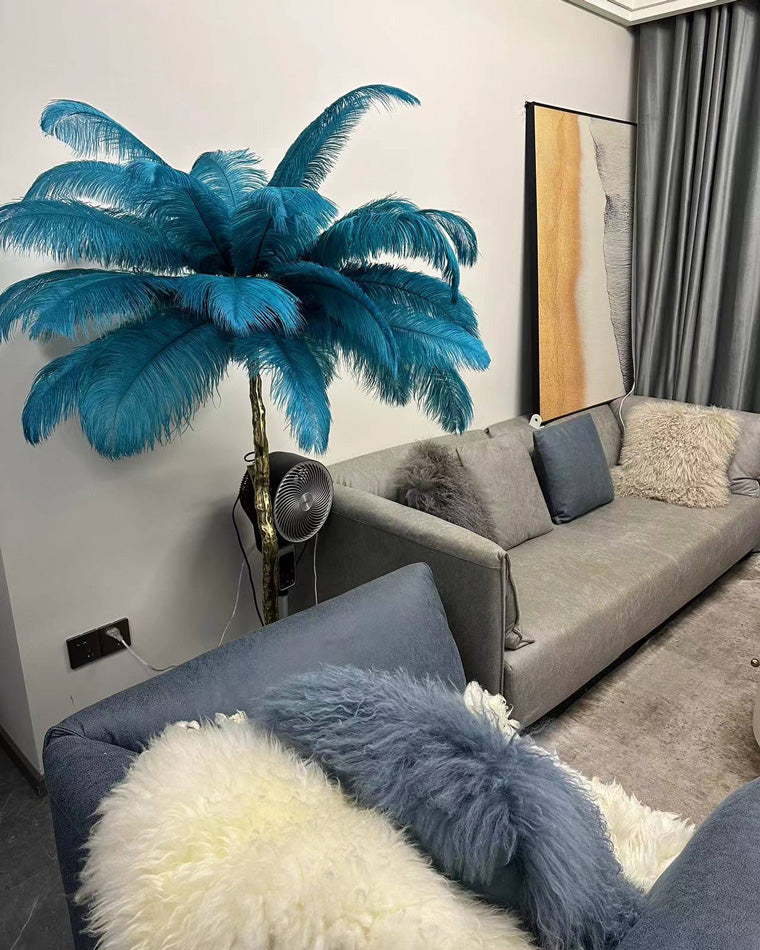 Ostrich Feather Luxury Floor Lamp - LM1016 - Lumora