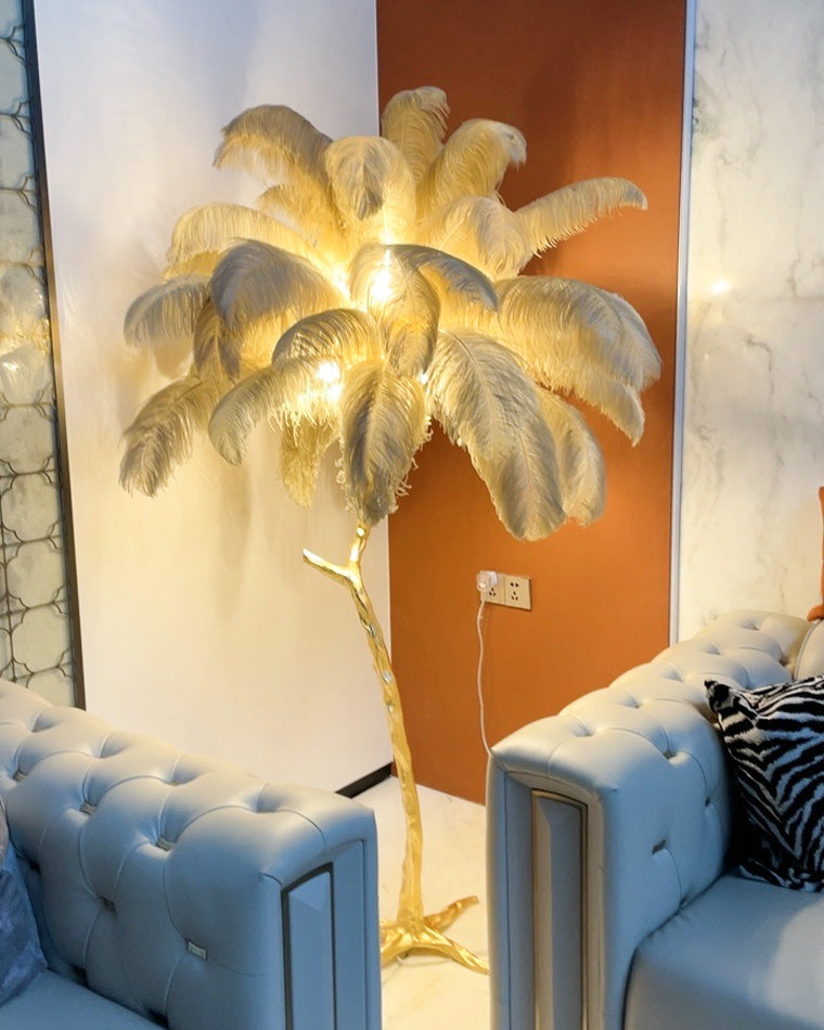 Ostrich Feather Luxury Floor Lamp - LM1016 - Lumora
