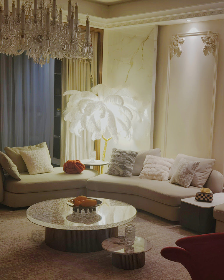 Ostrich Feather Luxury Floor Lamp - LM1016 - Lumora
