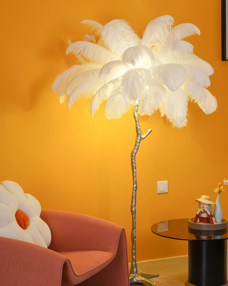 Ostrich Feather Luxury Floor Lamp - LM1016 - Lumora