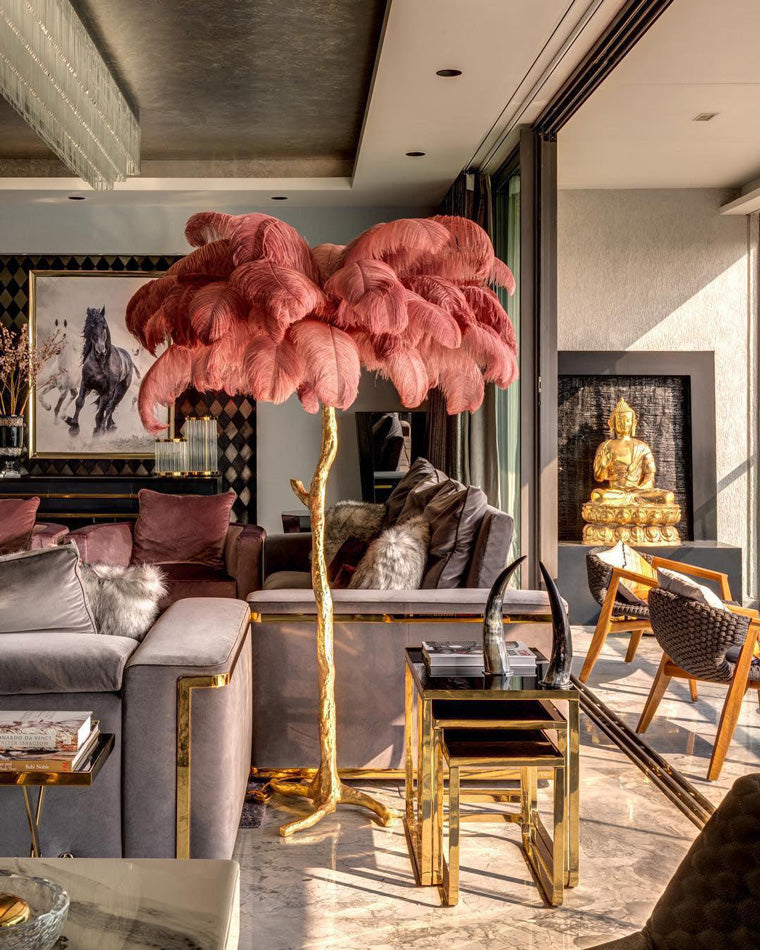 Ostrich Feather Luxury Floor Lamp - LM1016 - Lumora