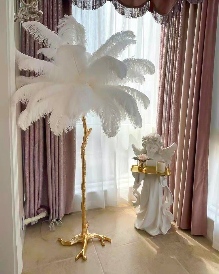 Ostrich Feather Luxury Floor Lamp - LM1016 - Lumora