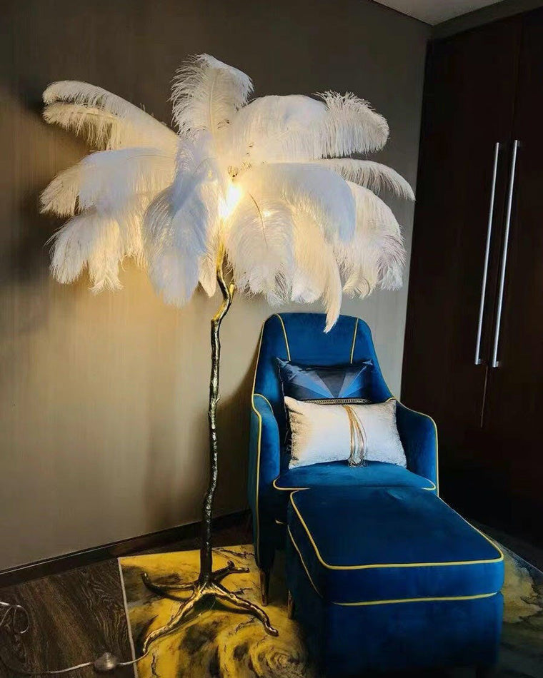 Ostrich Feather Luxury Floor Lamp - LM1016 - Lumora