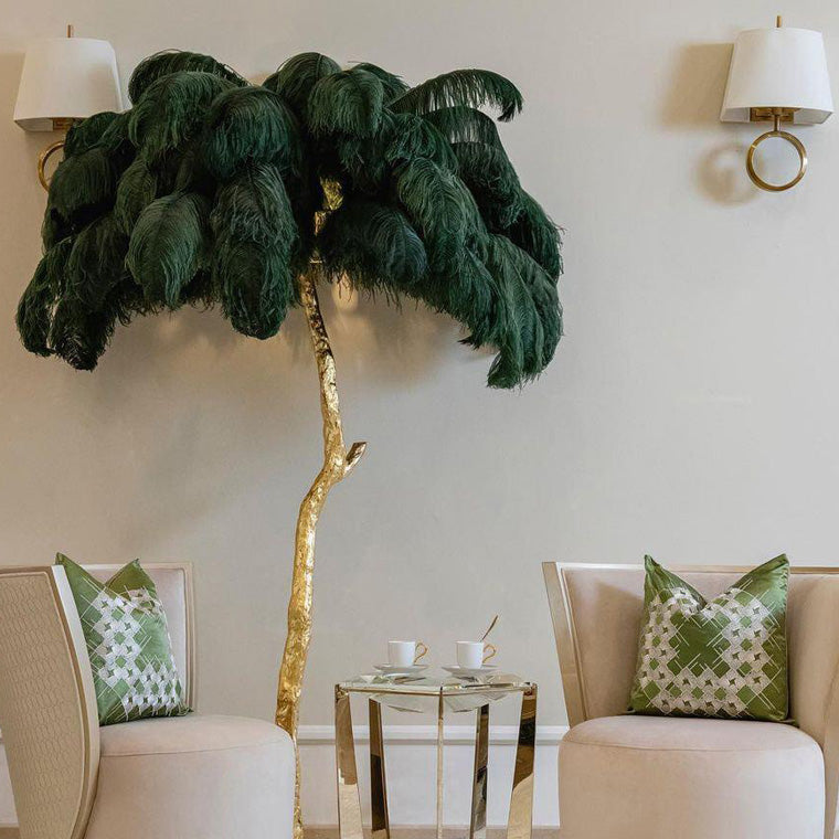 Ostrich Feather Luxury Floor Lamp - LM1016 - Lumora