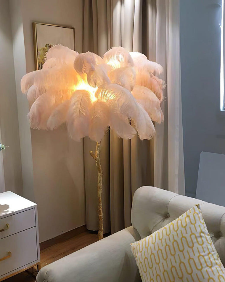 Ostrich Feather Luxury Floor Lamp - LM1016 - Lumora