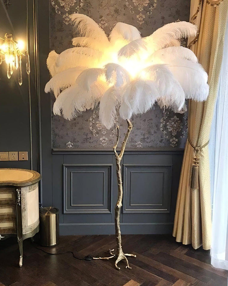 Ostrich Feather Luxury Floor Lamp - LM1016 - Lumora