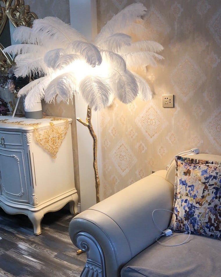 Ostrich Feather Luxury Floor Lamp - LM1016 - Lumora