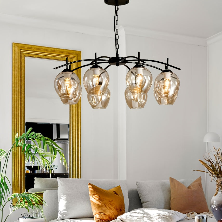 Nordic Glass Pendant Chandelier Cognac 8-Light - LM1055 - Lumora