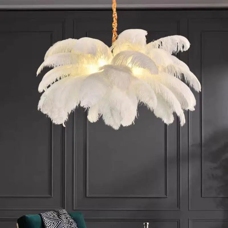 Aurelia Feather Chandelier – Luxury Ostrich Feather Pendant Light - LM1090 - Lumora