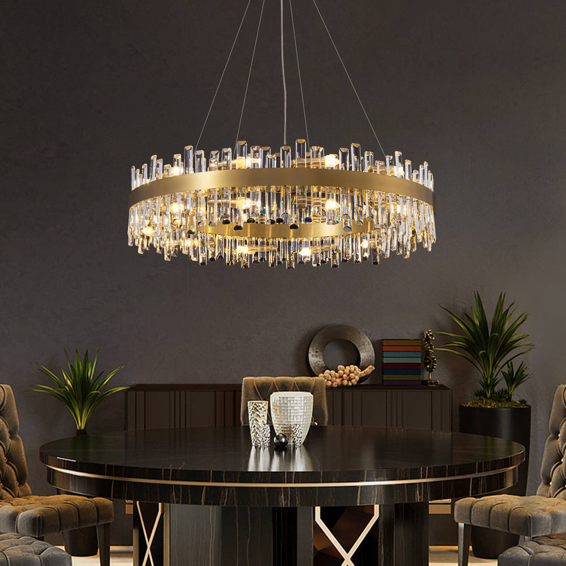 Aurum Gold Crystal Ring Chandelier - LM1013