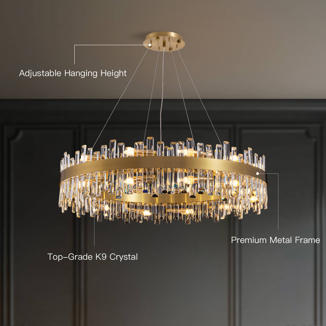 Aurum Gold Crystal Ring Chandelier - LM1013