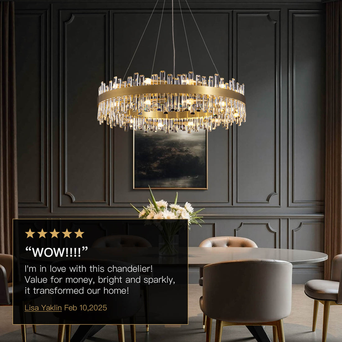 Aurum Gold Crystal Ring Chandelier - LM1013