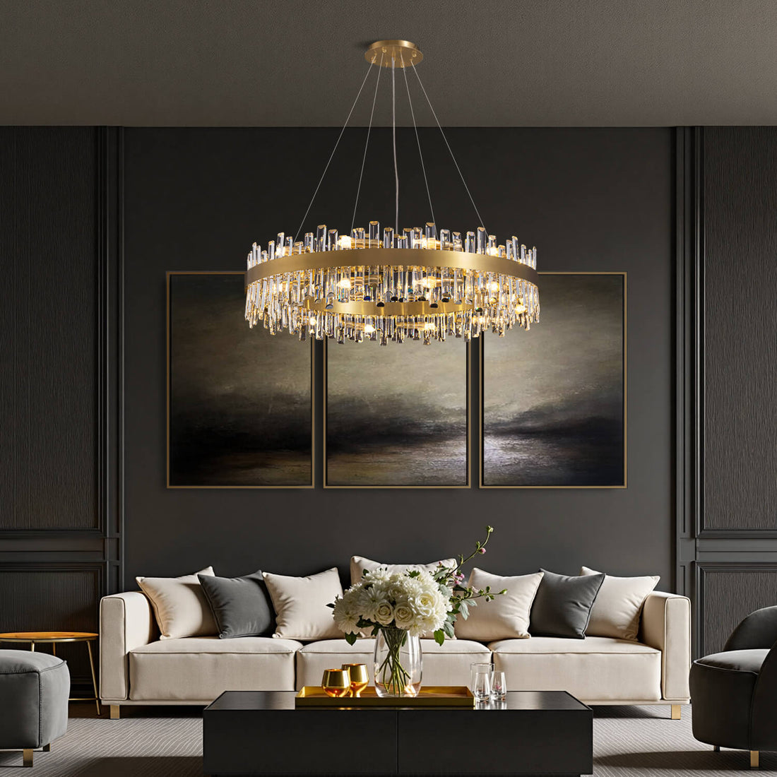 Aurum Gold Crystal Ring Chandelier - LM1013