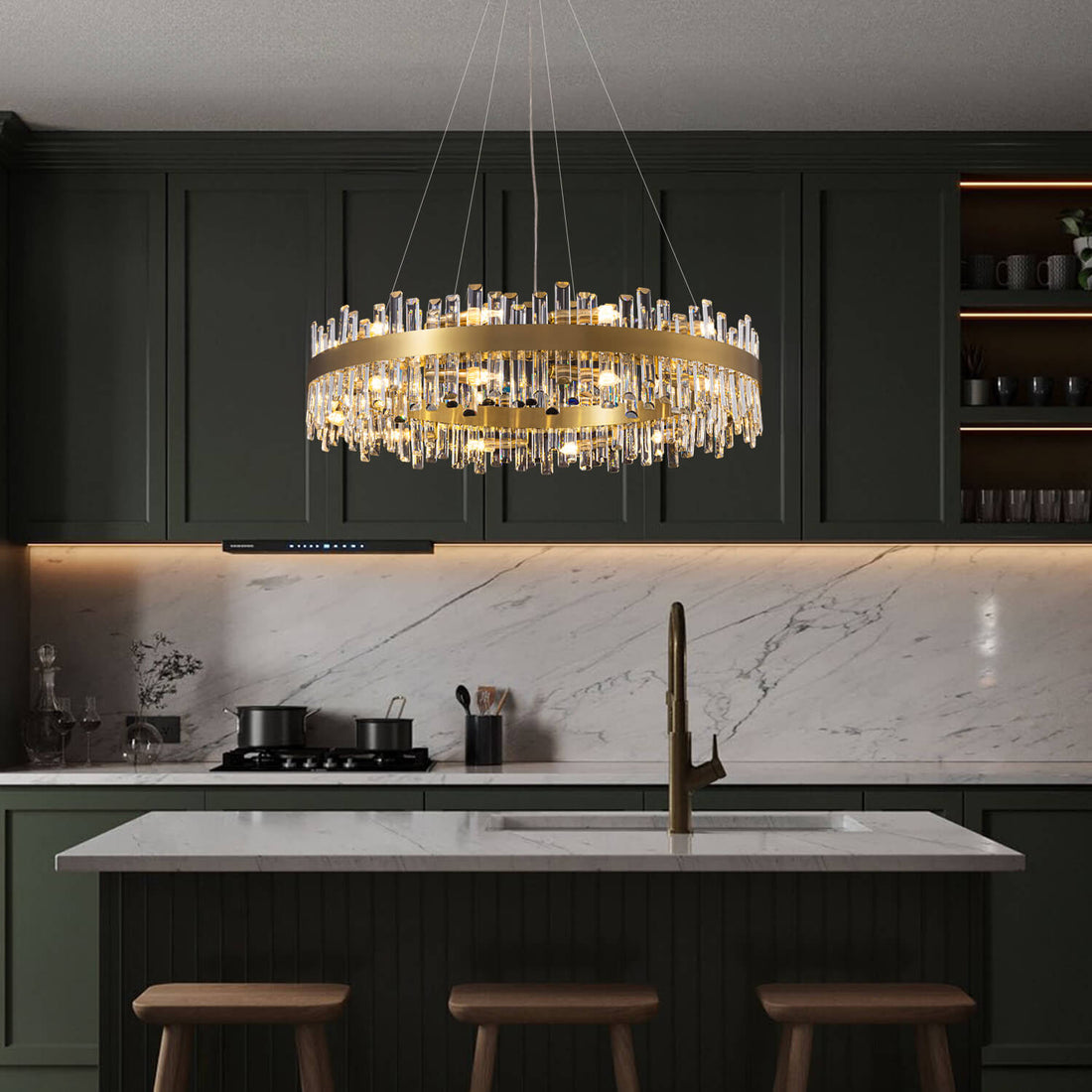 Aurum Gold Crystal Ring Chandelier - LM1013
