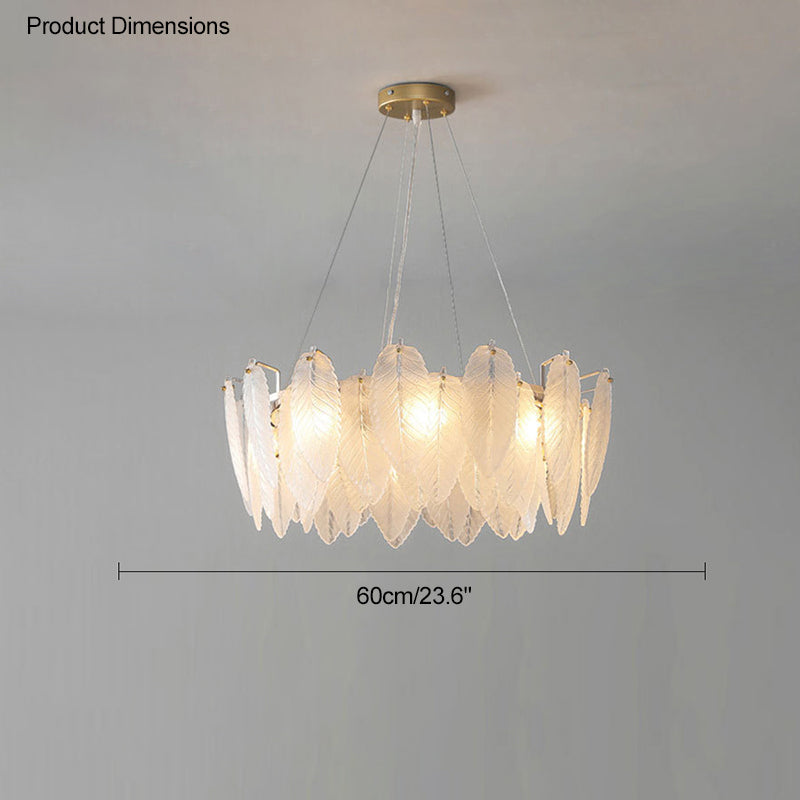 Luxury Frosted Glass Feather Chandelier - LM1088 - Lumora