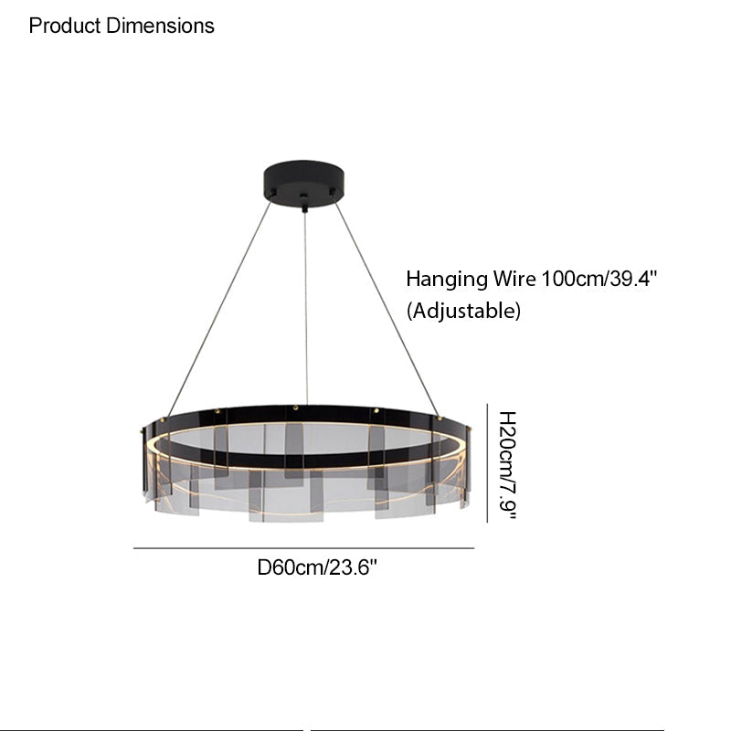 Smoky Elegance – Premium LED Glass Ring Chandelier - LM1087 - Lumora