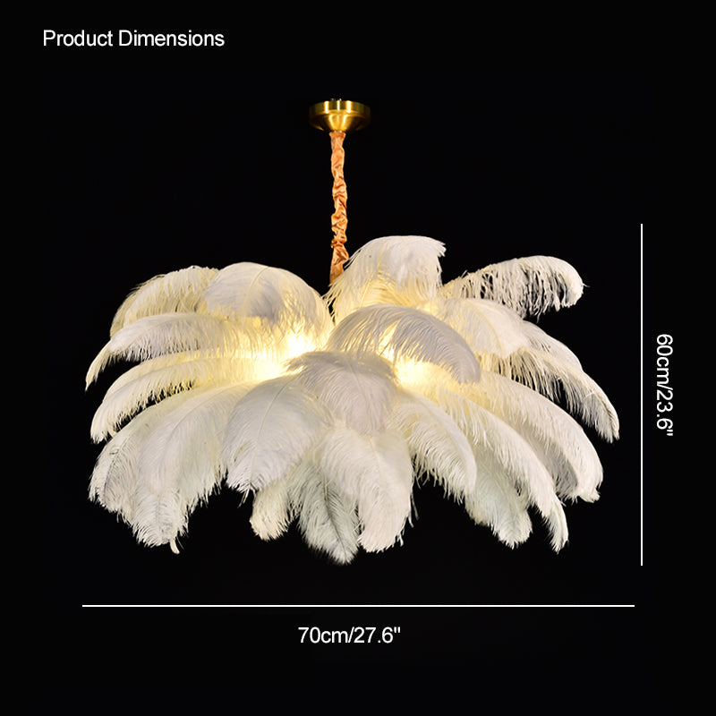 Aurelia Feather Chandelier – Luxury Ostrich Feather Pendant Light - LM1090 - Lumora