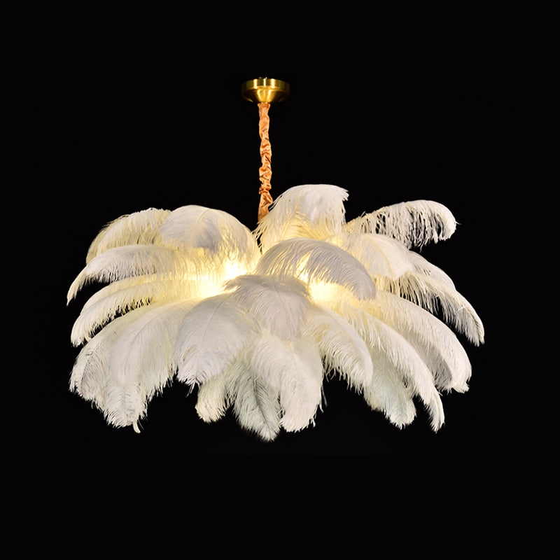 Aurelia Feather Chandelier – Luxury Ostrich Feather Pendant Light - LM1090 - Lumora