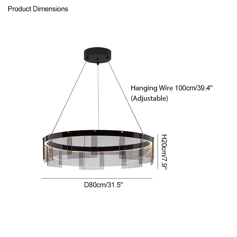 Smoky Elegance – Premium LED Glass Ring Chandelier - LM1087 - Lumora