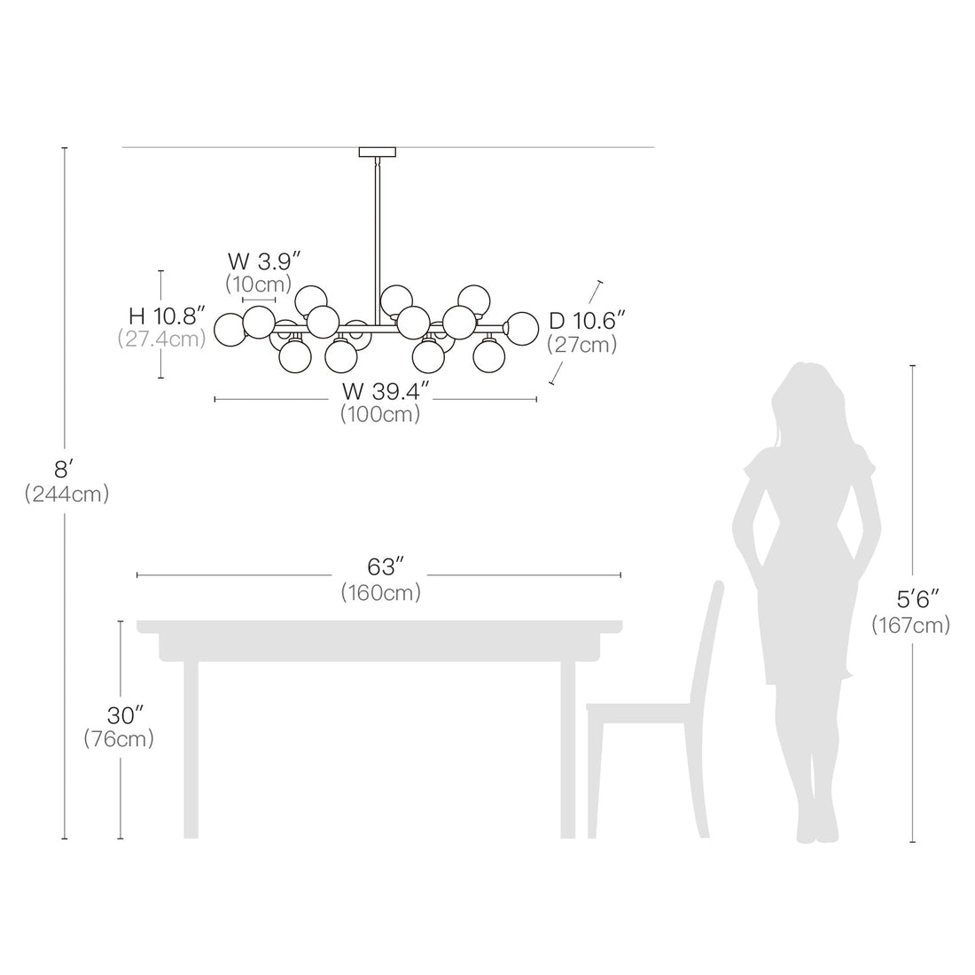 Glass Globes Linear Chandelier - LM1049 - Lumora