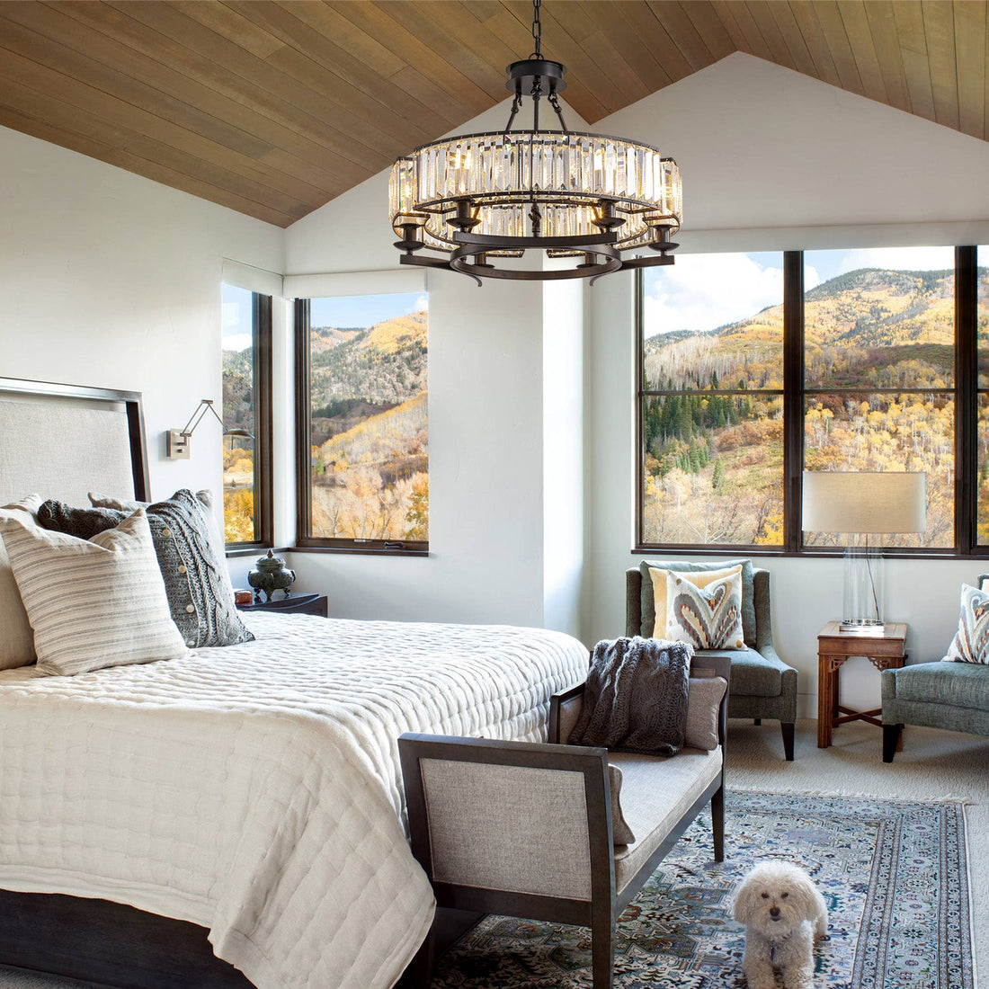 Rustic Crystal Wagon Wheel Chandelier - LM1034 - Lumora