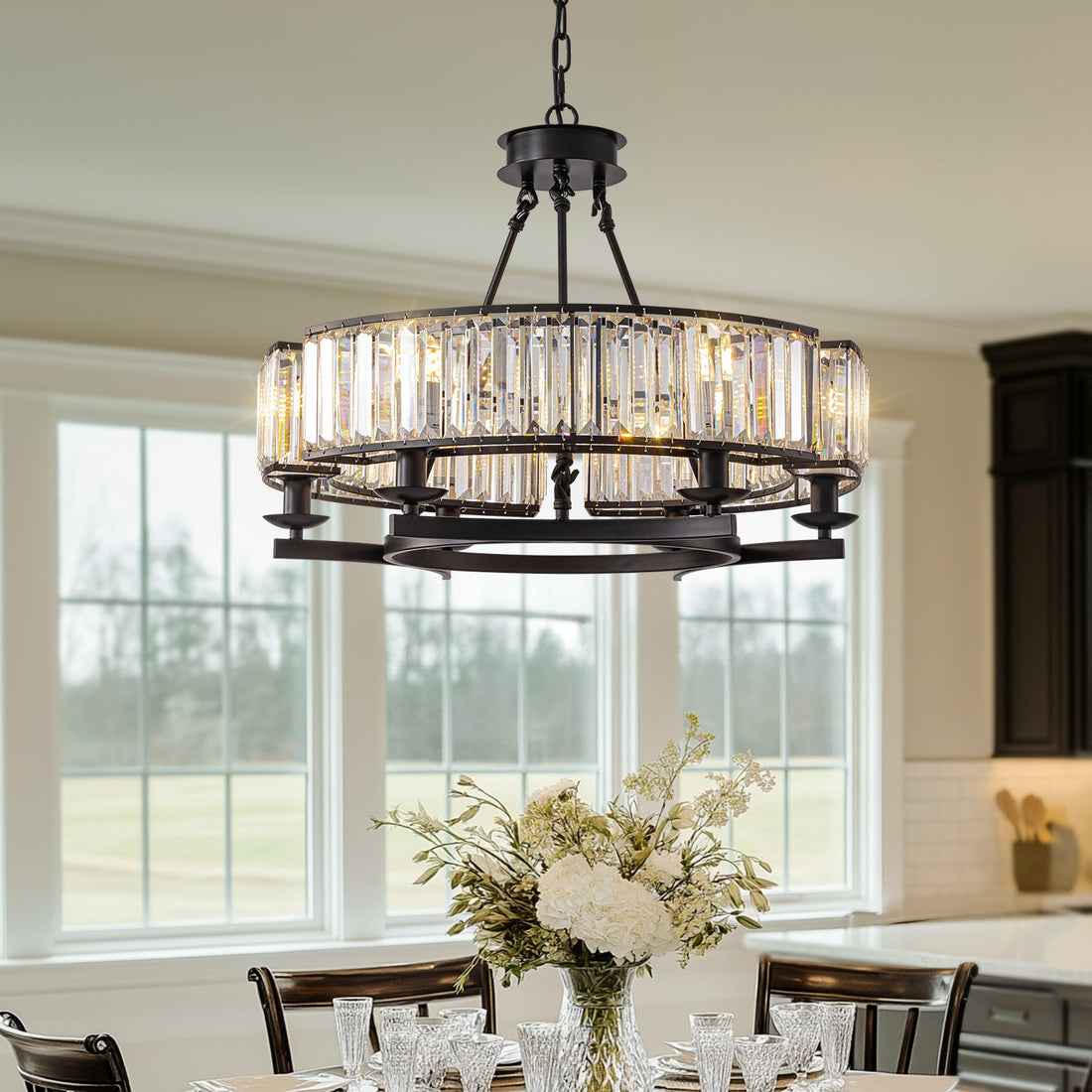 Rustic Crystal Wagon Wheel Chandelier - LM1034 - Lumora