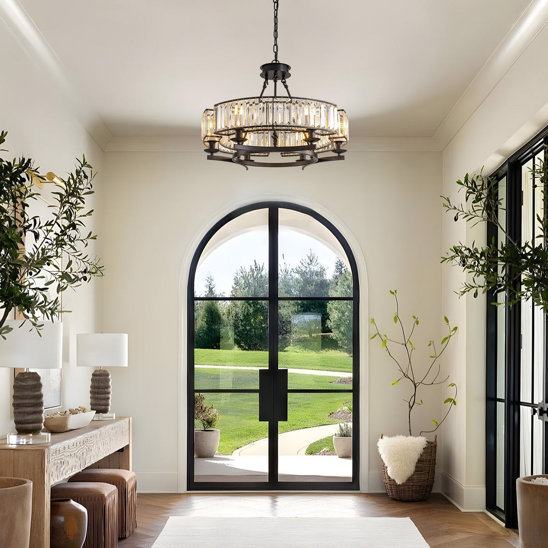 Rustic Crystal Wagon Wheel Chandelier - LM1034 - Lumora
