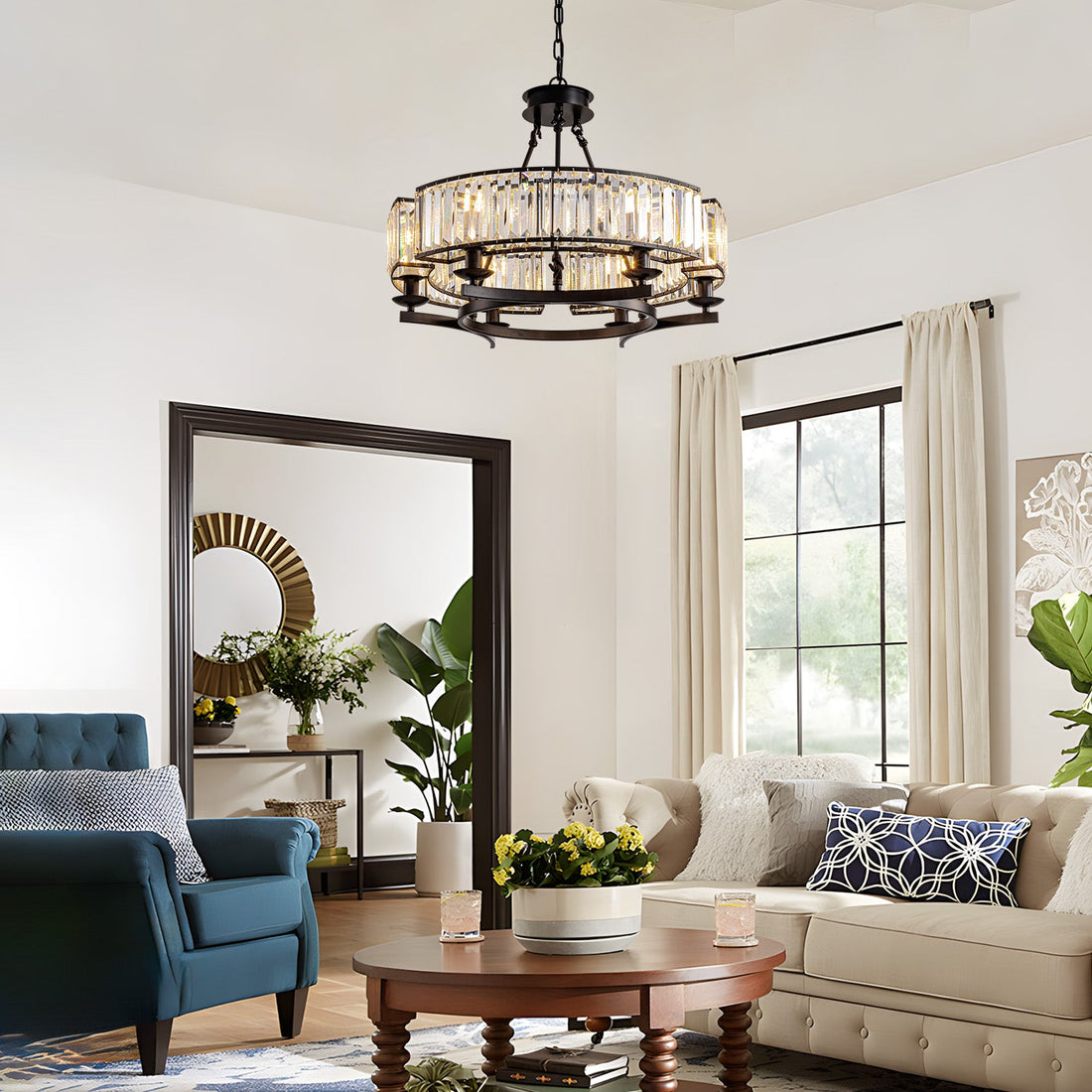 Rustic Crystal Wagon Wheel Chandelier - LM1034 - Lumora