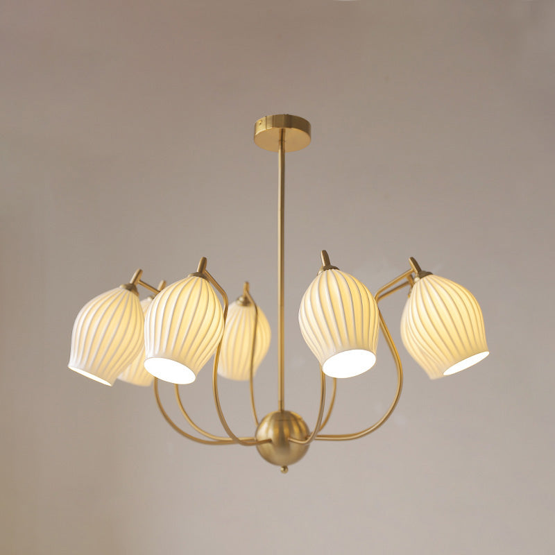 Luxury Modern Copper Chandelier with Frosted Glass Shades - LM1072 - Lumora