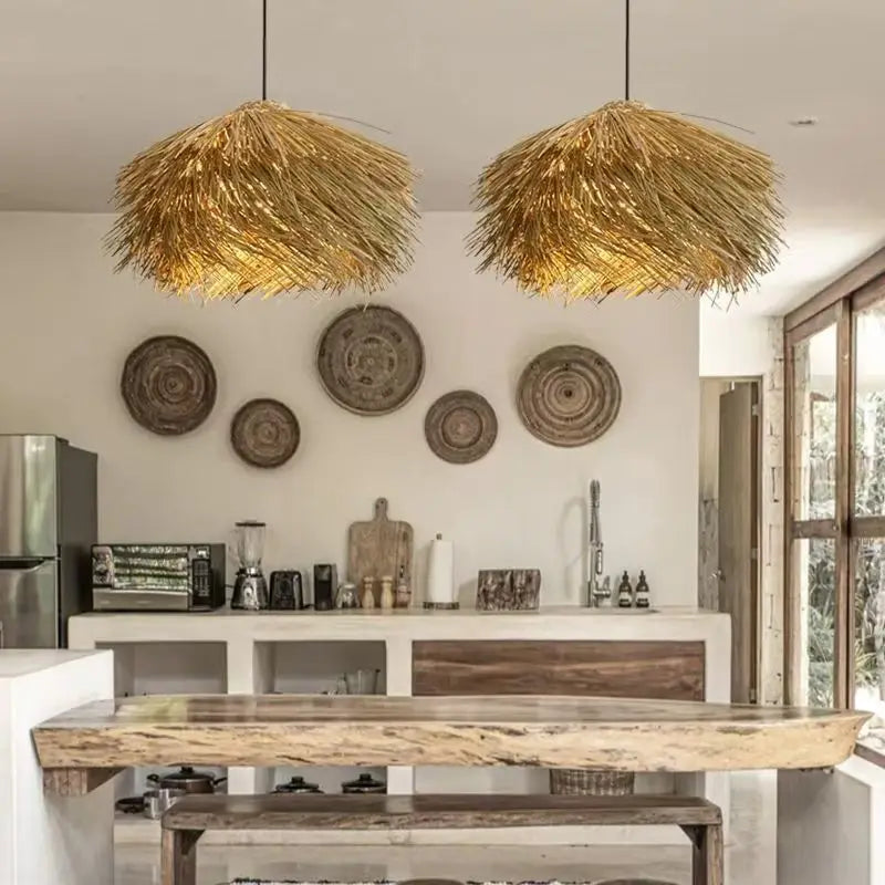 Japanese Style Hand-Knitted Wicker Pendant Light - LM1061 - Lumora