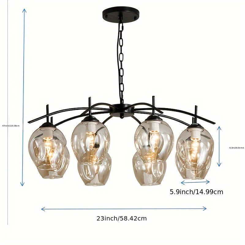 Nordic Glass Pendant Chandelier Cognac 8-Light - LM1055 - Lumora